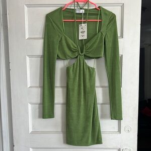 Bershka Green Cut-Out Dress